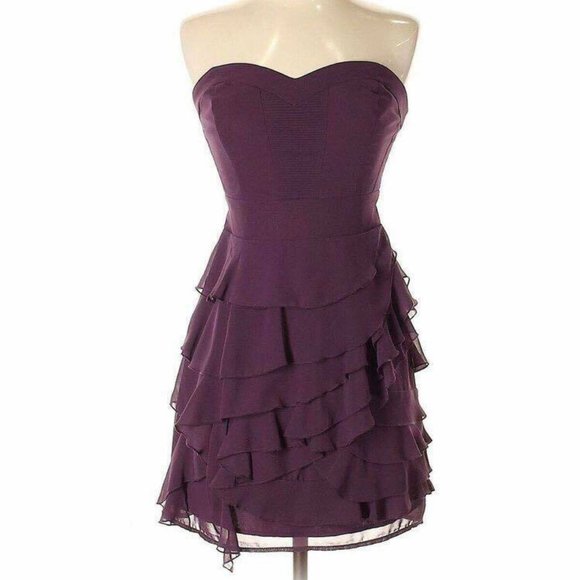 Guess Deep Purple Ruffle Mini Dress - Picture 1 of 2